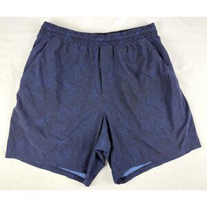 Lululemon Shorts Mens L Blue Camo Flat Front Elastic Waist Lightweight